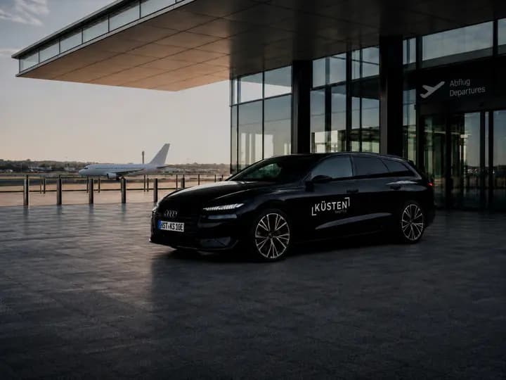 Airport-Shuttle Stralsund von Küsten-Shuttle – Audi A6 e-tron am Terminal